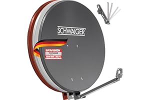 SCHWAIGER 258 antenna satellitare SAT in alluminio impianto satellitare offset antenna LNB braccio di supporto supporto antenna satellitare a palo impianto SAT 88 x 88 cm antracite