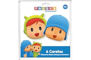 VERBETENA, 016001515, pack 6 caretas para fiestas Pocoyo y Nina, producto de carton