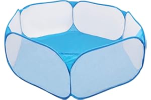 Coolty Parc Portable pour Petits Animaux, Oxford Clôture Petit Animal Respirant Parc Transparent Populaire Ouvert pour Cobaye, Lapins, Hamster, Chinchillas et Hérissons (Blue)