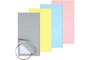 QUILAX 4PCS Jewelry Polishing Cloth, 7.87 Inch Square Soft Silver Polishing Cloth, Double-Layer Jewelry Cleaner Cloths for Cleaning Gold, Diamonds, Platinum, Gemstones, Coins(Yellow, Blue, Pink, Gray)