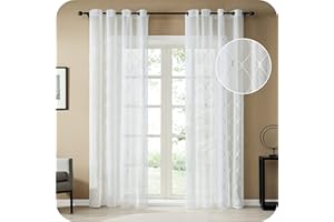 Topfinel Cortinas Cocina Largas Visillos Puertas para La Habitacion De Matrimonios Y Separado Amibientes Cortina Y Visillo Salon Y Dormitorios con Anillos 2 Piezas 140x260 Blancos