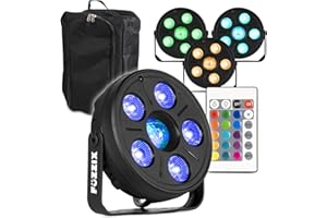 Fuzzix Party Lighting System – 4X Par Can Disco Lights with RGB Jelly Ball Effect & GearSak DJ Equipment Bag, LED Wash & Effects Pack for DJs, Bands, Events, Home Parties