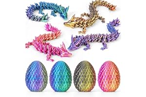 Merrwon 4er Set 3D Drachenei mit Drache – 13 cm bewegliche Gelenke Drachen spielzeuge, Kristall Drachen, Kinder – Geeignet als Spielzeug ab 5/6/7/8/9 Jahre Jungen Mädchen