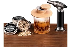 MUAEEOK Cocktail Smoker Kit with Torch, 2 Ice Ball Maker, 4 Flavor Wood Chips - Old Fashioned Drink Smoker for Whiskey, Bourbon - Gifts for Men, Dad, Husband, Birthday
