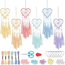 INFUNLY Traumfänger-Bastelset Für Anfänger – 24-teilig Mit Metallringen, Garn, Perlen & Werkzeug, Für Mini-Traumfänger In Herz, Stern, Mond & Kreis
