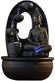 Zen Light Zen'Light-Buddha Harmony Indoor Water Silent Pump-LED Fountain with 2 Colours-Removable Statue-Gift Idea for Zen and Fengshui-Height: 40 cm, Resin, Black, 26 x 16 x 40 cm