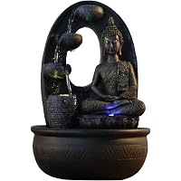 Fontaine Murale Zen’Light Bouddha Chakra – H 40 Cm, Circuit Fermé, LED Colorée, Pompe Silencieuse, Statuette Amovible