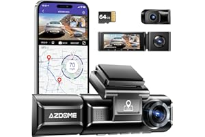 AZDOME M550 kamera samochodowa z przodu, z tyłu, 4K / 2,5 K, z GPS WiFi, karta 64 GB, 2,5 K + 1080p + 2,5 K, 3 Dash Cam 3,19", ekran IPS, widoczność w nocy, nagrywanie w pętli, szeroki kąt 170°, WDR,
