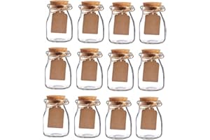 BODOSAC Awtlife 12pcs Tarro de Cristal del Favor de la Vendimia con Las Tapas de Corcho para la Boda Favor de la Ducha del bebé