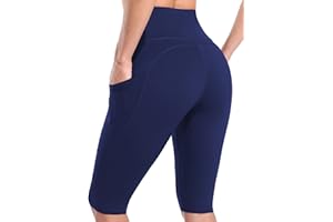CharmLeaks Women Yoga Shorts with Two Pocket Workout Tummy Control Leggings Running Shorts