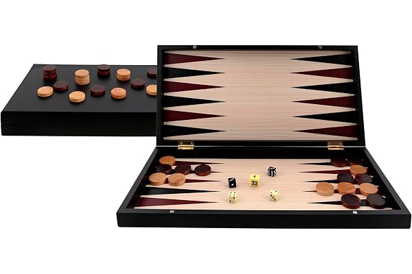 Aquamarine Games Backgammon Black Series CP033 Brädspel, 40 x 20 cm