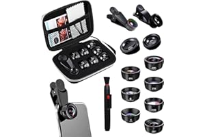 AOUZOVLI 10 in 2 Handy Kamera objektiv Handy Objektiv Fischaugenobjektiv 210° Weitwinkel 120° Makroobjektiv (25x) Sternfilter Telephoto,Kaleidoscope,CPL/Star Filter,mit Reinigenstift,für meisten Smartphones