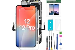 EXW Ecran pour iPhone 12/12 Pro Noir 6.1" Pouces -Écran Tactile Digitizer Assembly avec Kit De Réparation Complet et Protecteur D'écran,A2172, A2402, A2404 A2403, A2341, A2406, A2408