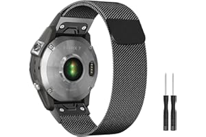 ZoRoll Armband QuickFit 22 mm Kompatibel mit Garmin Fenix 7/Fenix 6 GPS/Fenix 5, Edelstahl Ersatzarmband Mesh Metall Uhrenarmband Kompatibel mit Garmin Approach s62/Approach s60 - Schwarz