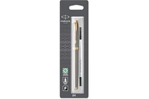Parker stylo roller IM - métal brossé avec pointe fine et recharge d’encre noire - Emballé sous blister