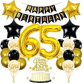 Jxuzh 65 Years Old Black and Gold Decorations Men Kids Decoration Balloons and Garland 65 Years Old