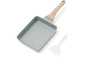 RIOVARM Patelnia do tamagoyaki z powłoką nieprzywierającą, mała patelnia indukcyjna z powłoką granitową, bez PFOA, patelnia do jajecznicy na śniadanie, patelnia do naleśników, patelnia do campingu