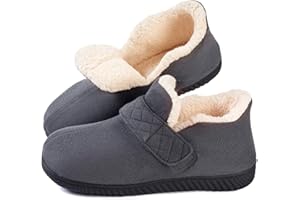 Zizor Men's Cozy Adjustable House Slipper with Memory Foam, Indoor Outdoor Toasty Fleece Shoes with Hard Sole