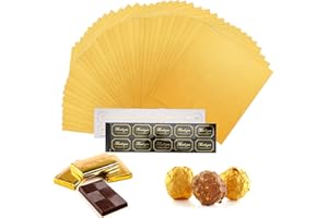 JINSION 100 Piezas Envoltorios de Caramelo de Chocolate, 15x15cm Envoltorio de Papel Dorado Cuadrado, Oro Envoltorios de Caramelos, Envoltorio de Papel de Aluminio DIY para Decoración de Embalaje de Chocolate