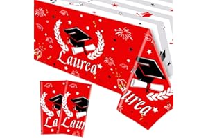 HOWAF 2pz Tovaglia Laurea, Tovaglia Rossa Laurea Tovaglia Rettangolare per Festa di Laurea Tovaglia Laurea Tovaglia Plastificata Decorazioni Laurea Tavolo per Decorazioni Laurea Gadget Laurea