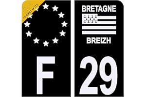 HADEXIA Autocollant Sticker Plaque d'immatriculation Moto Département 29 Finistère Noir