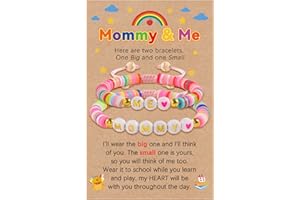 YELUWA First Day of School Bracelet Gift, Back to School Bracelet, Mommy and Me Bracelets, Mother Daughter Bracelet, Daddy Son First Day of Kindergarten Bracelet Back to School Gifts for Daughter Son