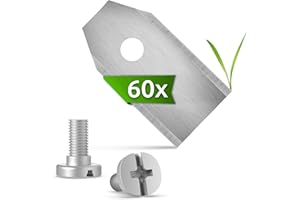 ECENCE 60x Lame robot tondeuse, Lames de rechange en acier inoxydable compatible avec Husqvarna Automower/Gardena/Yardforce/Sileno/McCulloch - avec vis