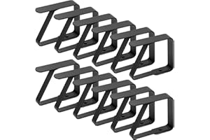 Pimoys Lot de 12 pinces à nappe - 5 x 4 cm - En acier inoxydable - Noir - Pour table avec une épaisseur maximale de plaque de 3 cm