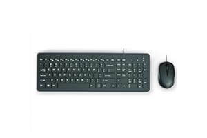 HP 150 Combo Tastiera e Mouse con cavo USB da 100 cm, Indicatore LED Blocco Maiuscole, 12 Combinazioni di Tasti, Plug and Play, Mouse Sensore Ottico da 1600 DPI, Compatibile con Windows 11, Nera