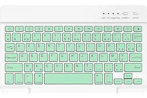 BQSS Clavier sans Fil Bluetooth AZERTY Français, Clavier Léger Silencieux Keyboard, Rechargeable USB C, Easy-Switch pour iPad, iPhone, Windows, Android téléphones et tablettes