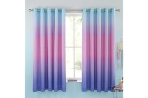 Catherine Lansfield Ombre Rainbow Clouds 66x72 Inch Eyelet Curtains Two Panels Pastel