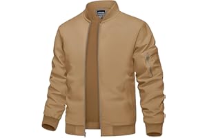 TACVASEN Herren Bomberjacke Sommer Blouson Jacke Übergangsjacke Leichte Fliegerjacken Freizeit mit Taschen
