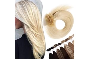SEGO Extension Capelli Veri Cheratina 100 Ciocche 50g 60cm - U Tip Pre Bonded Keratin 100% Remy Human Hair Naturali Durata Lunga #60 Biondo Platino
