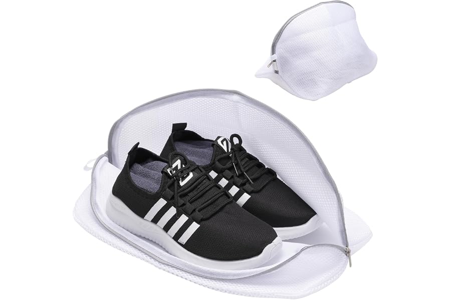 Sacchetti per Lavatrice, Set da 2, Riutilizzabili con Rete per Lavare, Zip per le Scarpe, Adatti a Calzini, Reggiseni