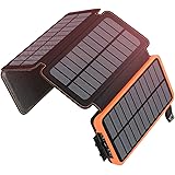 SOARAISE Solar Charger Power Bank - 25000mAh Portable Charger with 4 Solar Panels Fast Charging External Battery Pack for Cel