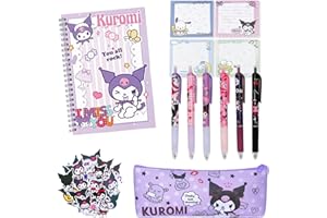 SIXOME School Supplies Stationery Set Cartoon - Cute Office Supplies Gifts for School Season Girls, Include Notebook, Pencil Case, Stickers, Lanyard with ID Card, Bookmarks, Badge, Keychain