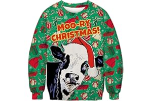 Imbry Mens Ugly Christmas Sweatshirt Unisex Santa Cat Sweater 3D Shirt Top Jumper