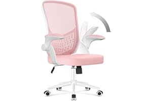 naspaluro Sedia da Ufficio,Sedie Scrivania Ergonomica Con Braccioli Ribaltabili a 90°,Poltrona Ufficio Ergonomica lombare, Rivestimento in Rete Traspirante,Sedia Girevole 360° Con Funzione Swing,Rosa