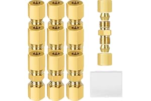 FIFIBANG 10 Stück Bremsleitungsverbinder, 4,75mm Bremsrohr Armaturen Ohne Bördeln, Kupfer Stahl Kompressionsrohr Verschraubung, Messing Bremsleitung Verbinder für Rohrleitung