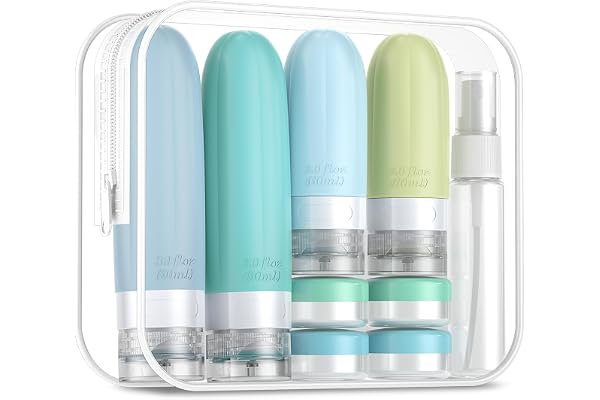 Gemice Flacons de Voyage en Silicone 16 Pack, Flacons de Voyage à Remplir, Etanches, Flacons Cosmétiques à Remplir de Voyage, Récipient, Sans BPA, Approuvé par la FDA, Pour Remplir de Lotion
