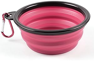 PhoneNatic 60014768 Gamelle Pliable en Silicone pour Chien et Chat avec Mousqueton Rose Taille XL 1000 ML