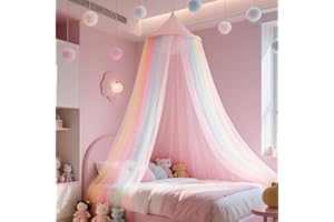 DIEALLES SHINE Diealles Świeci Baldachy dla dziewczynki, tęczowe wiszące siatki antykomarne, do podróży i domu