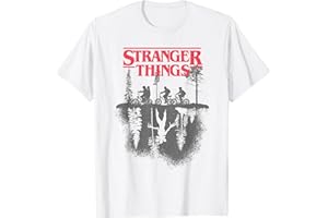 Stranger Things T-Shirt Officiel Logo de la Forêt, Unisex Adulte, Blanc, Taille S