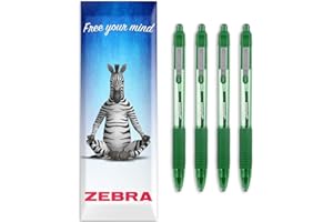 ZEBRA PEN Zebra Z-Grip Smooth Ink Retractable Ballpoint Pen - 1.0mm Nib - Pack of 4 Pens - In Envelope Gift Packaging (Green)