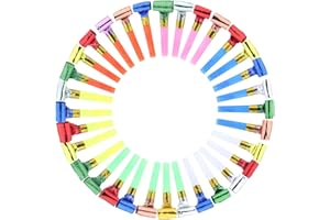 Siumir 100 Pezzi Trombette per Feste con Fischietto, Strettoie Soffietto Fischietti per Partito, Compleanno, Matrimoni, Carnevale, Natale, Halloween - (Tinta Unita) per Bambini e Adulti