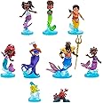 Disney Store Official Disney Junior’s Ariel Deluxe Figurine Playset, 9 Pc., 10cm/3.9”, Kids Mermaid Toy Figure Set Includes Doll Ursula, King Triton, Sebastian, Flounder and more
