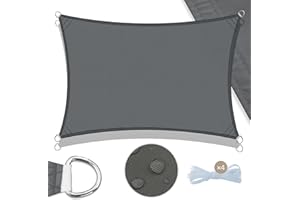 AMAZON BRAND - UMI UMI Toldo Vela de Sombra 2x3m Rectangular Impermeable Protección Rayos UV Toldos Exterior Terraza para Patio Jardín- Antracita