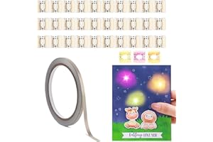 CYFUN DESIGN 30 adesivi a LED per circuiti luminosi, kit di artigianato con luce a LED gialla, rosa, arancione, con nastro in tessuto conduttivo per creare carte interattive luminose, aggiungere luci a forniture