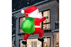 Lgnitek Papá Noel Hinchable decoración de Navidad,1M Colgante Papá Noel con Luces LED Decoración, Navidad Hinchable de Impermeable Inflable para Cristal, Jardín, Interior(1M Papá Noel Colgante)