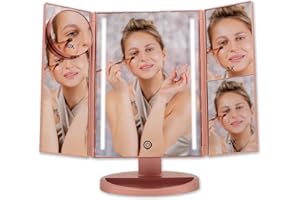 Kosmetikspiegel mit Beleuchtung Bellatrix von Boston Tech® | Vergrößerung 1X/2X/3X/10X | 3-fach verstellbar + LED-Lichtleiste + 180° verstellbare Drehung | Doppelte Stromquelle + Touchscreen